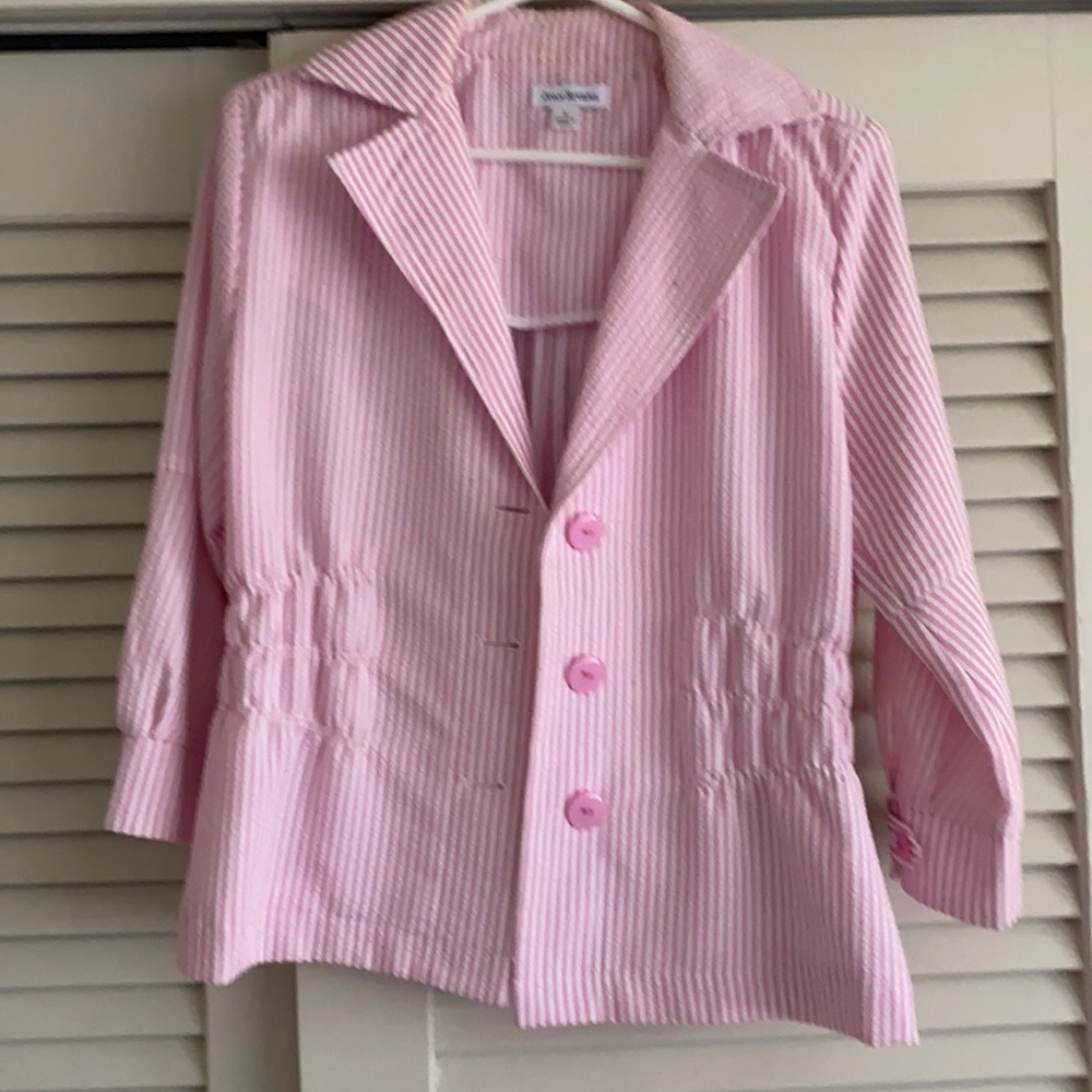 Joan Rivers pink and white striped top small
